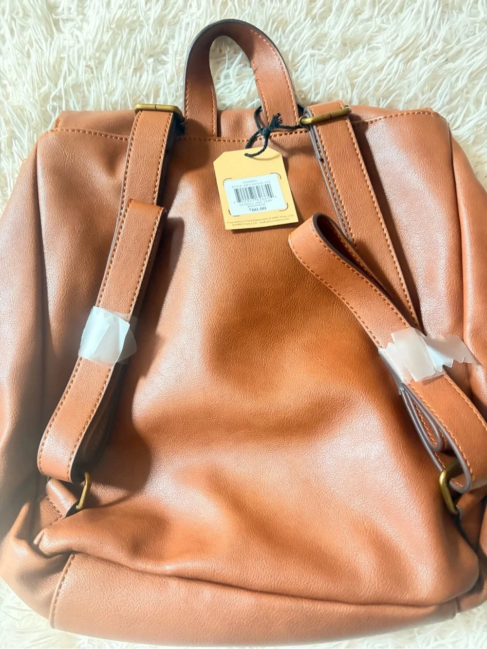Frye Cognac Leather Fold-Over Backpack